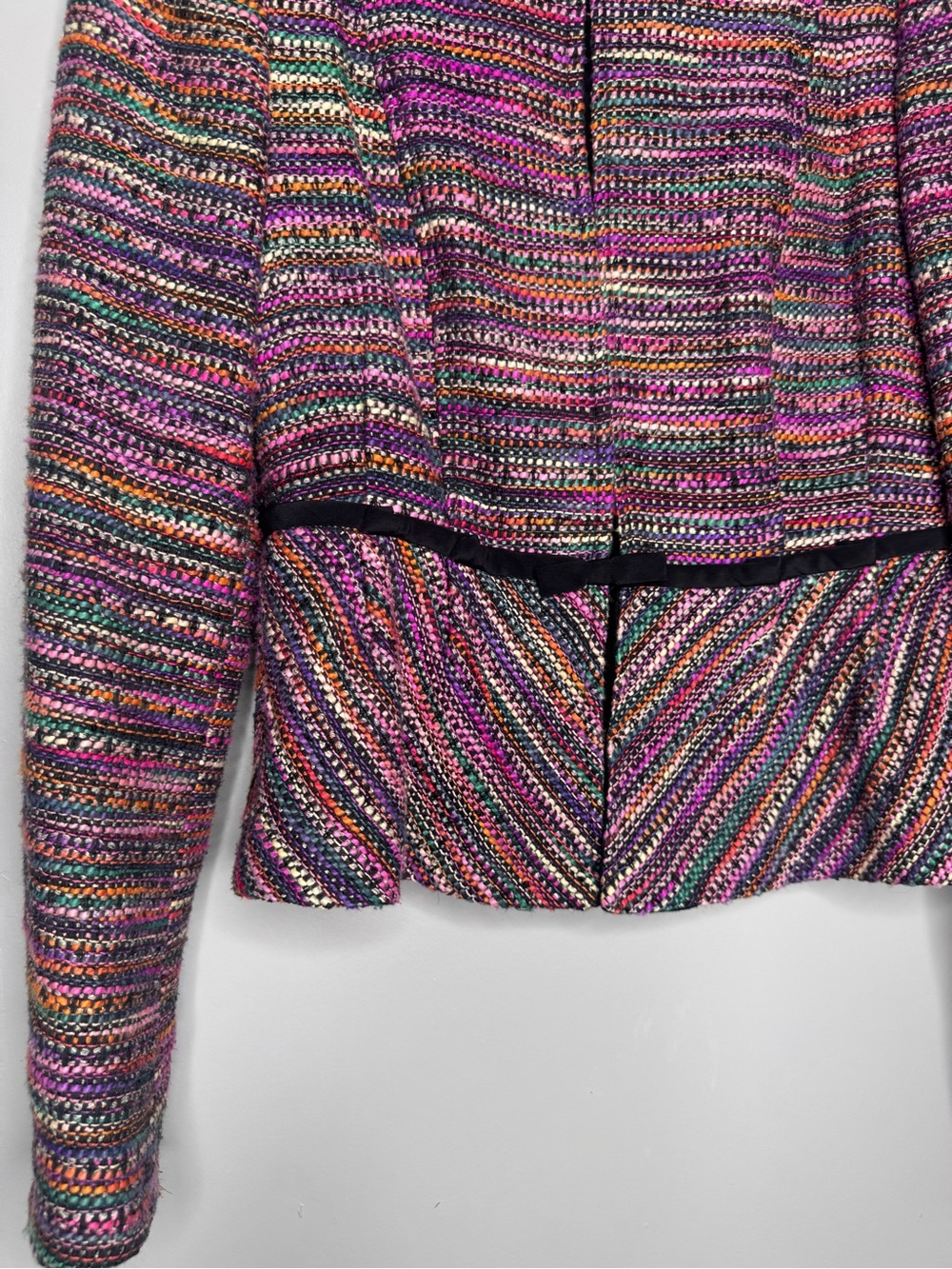 Nannette Lepore tweed multicolor silk blend crop jacket career office maximalist - Picture 4 of 7
